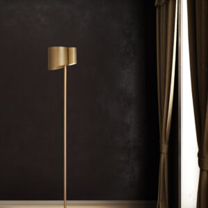 Empty room with wood parquet and black wall. 3d illustration